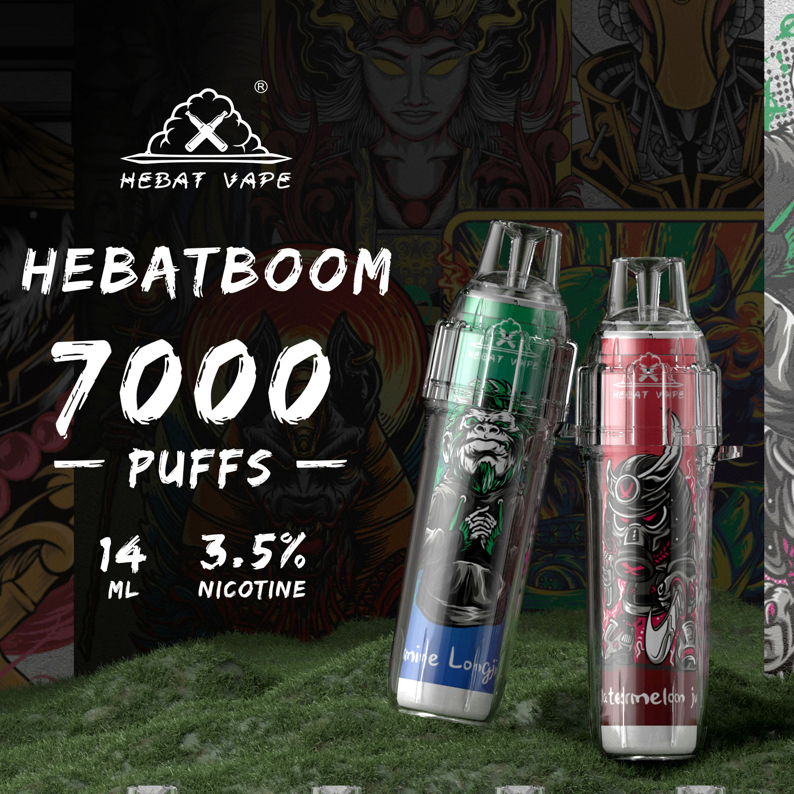 HEBAT 喜貝拋棄式7000口一次性電子煙 下單聯繫LIN
